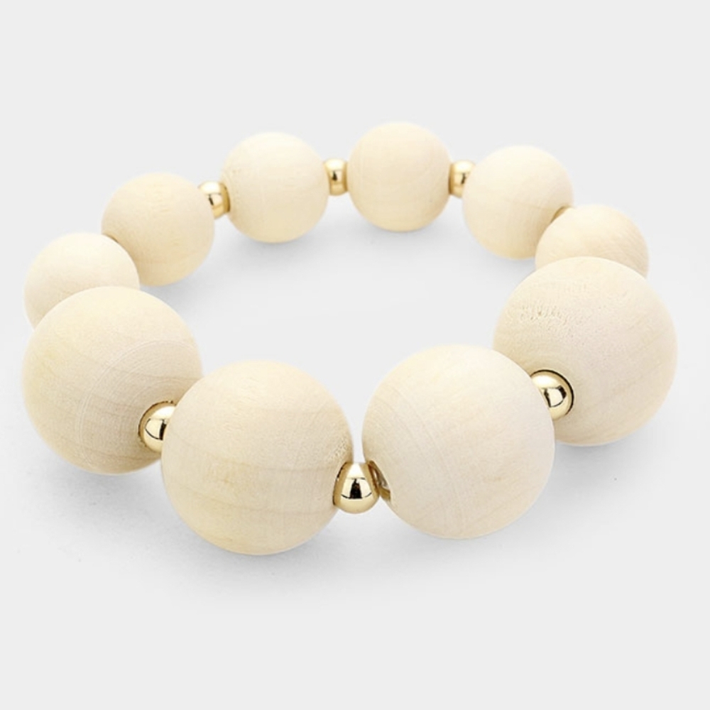 Natural Wood Bead Bracelet